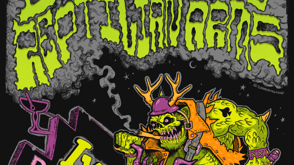 Flyer for Stone Gnome, Smoke, Deer Lord, and Reptilian Arms show at Ivy Room, on Wednesday, February 12th, 2025. Doors at 7pm. Show at 8pm. $15. 21 and up.